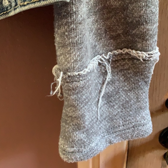 Free People Distressed Denim Knit Hooded Jacket - Picture 9 of 10